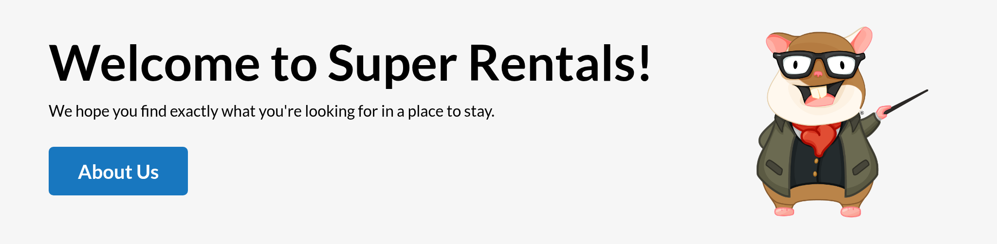 The Super Rentals app (homepage) by the end of the chapter